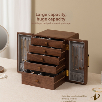 Cutie de bijuterii din lemn retro cu lacăt, model L5-456; material lemn; duritate tare; stil lejer