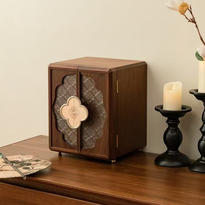 Cutie de bijuterii din lemn retro cu lacăt, model L5-456; material lemn; duritate tare; stil lejer