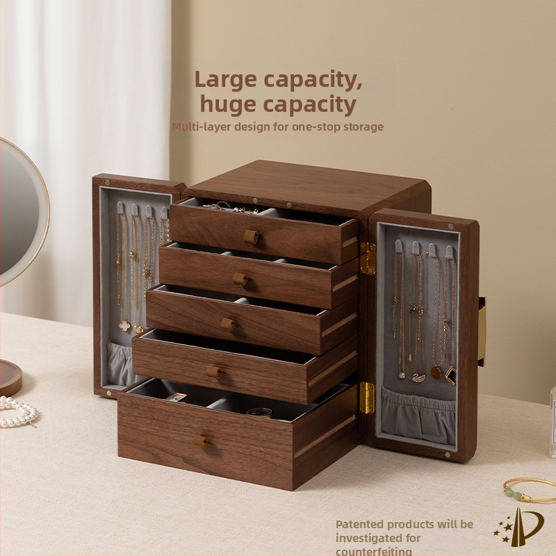 Cutie de bijuterii din lemn retro cu lacăt, model L5-456; material lemn; duritate tare; stil lejer