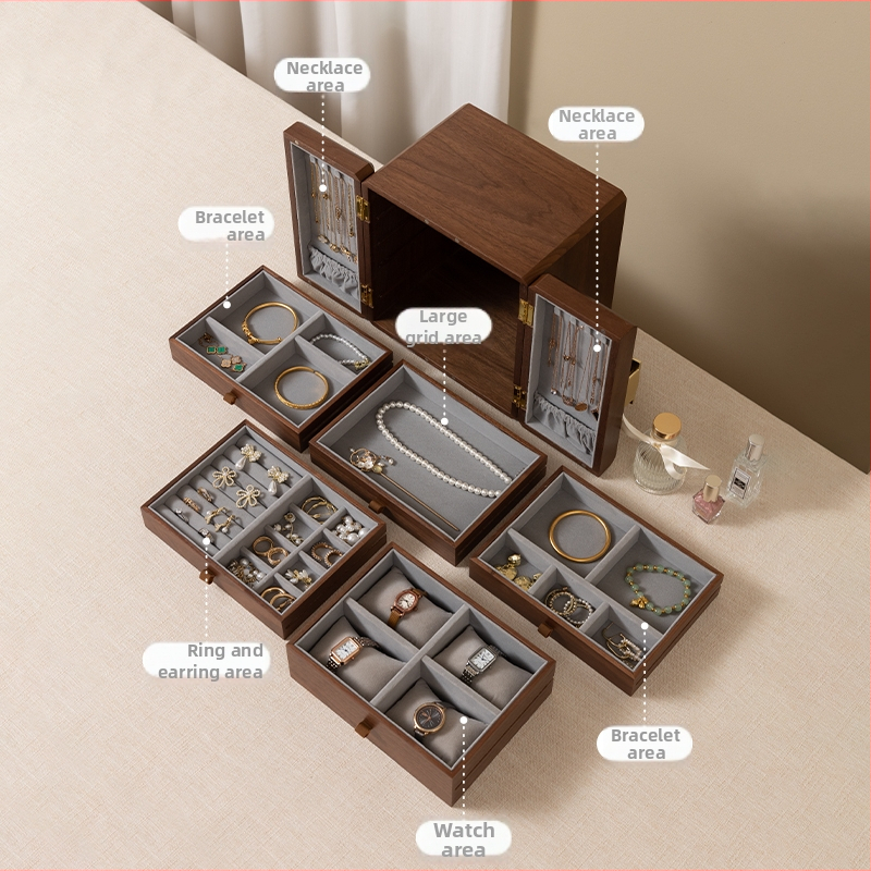 Cutie de bijuterii din lemn retro cu lacăt, model L5-456; material lemn; duritate tare; stil lejer