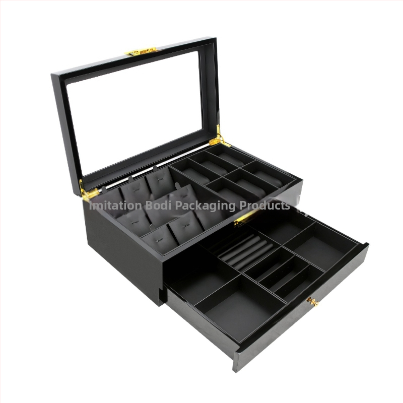 Dvojvrstvová drevená šperkovnica, model 07, luxusná, prispôsobiteľná