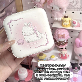 Šperkovnica na náušnice, náhrdelníky a prstene s plyšovým motívom zajaca, prenosná na cesty, anime karikatúra štýl