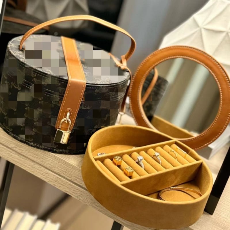 Kutija za nakit s dvostrukim slojem, prenosna za dom i putovanja, retro stil; materijal: cortex