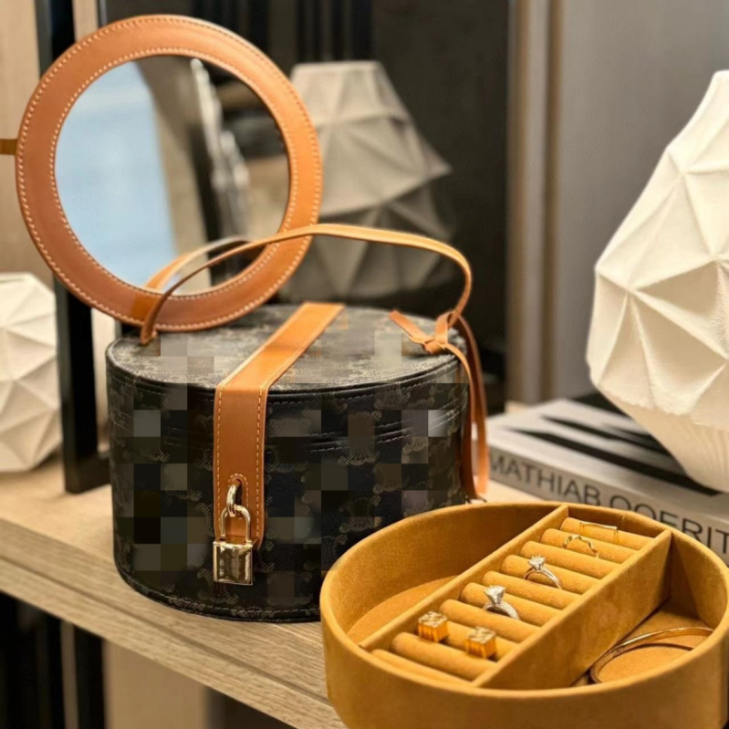 Kutija za nakit s dvostrukim slojem, prenosna za dom i putovanja, retro stil; materijal: cortex