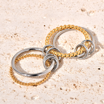 Inel cu patru straturi de sârmă răsucită din oțel titan, placare cu aur 18K, design geometric