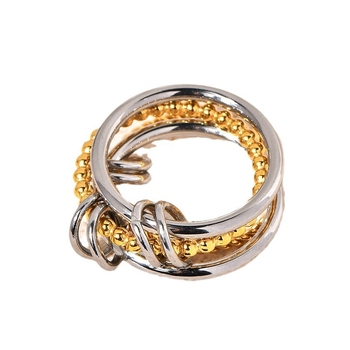 Inel cu patru straturi de sârmă răsucită din oțel titan, placare cu aur 18K, design geometric