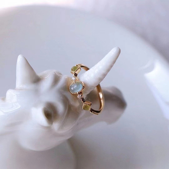 Ženski otvoreni prilagodljivi prsten, stakleni kamen s pozlaćenjem, jednostavan geometrijski dizajn