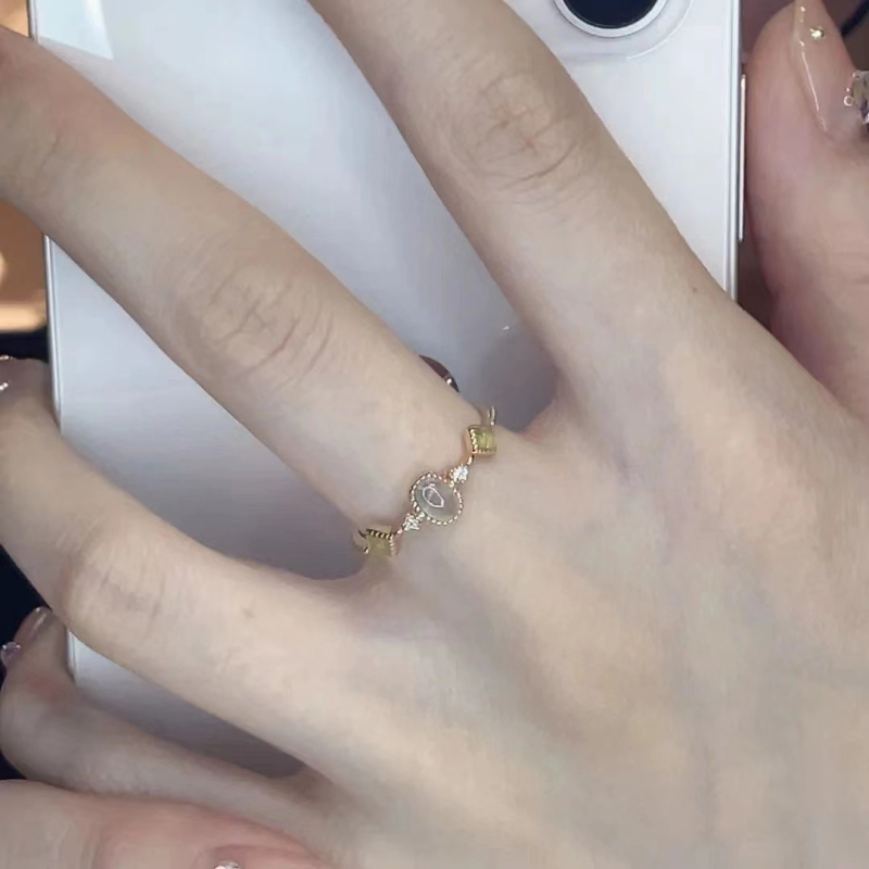 Ženski otvoreni prilagodljivi prsten, stakleni kamen s pozlaćenjem, jednostavan geometrijski dizajn