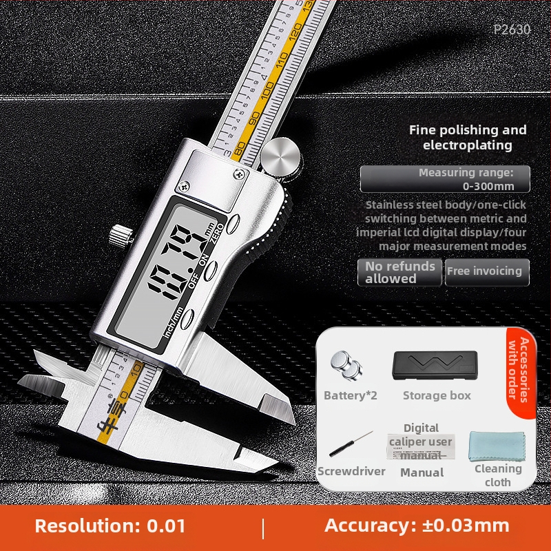 Digitālais kalipers ar oglekļa šķiedras konstrukciju, mērījumu diapazons 0-150 mm, elektroniskais displejs, rūpnieciskā kvalitāte