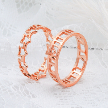 Inel din oțel titan cu cifre romane goale, design simplu, unisex, placare electrolitică