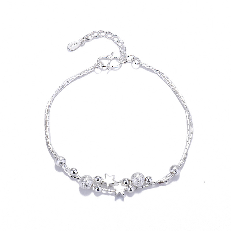 Narukvica u korejskom stilu, dvostruki sloj, okrugle perle od bakra, 925 srebro obloženo, model SL3003, Three Silversmiths