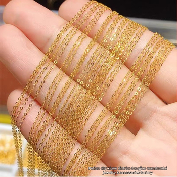 Colier din argint 925, design geometric, lanț O în formă flash, placare electroplatinată - Wanshunlai Jewelry