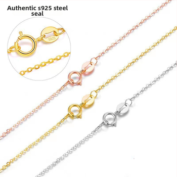 Colier din argint 925, design geometric, lanț O în formă flash, placare electroplatinată - Wanshunlai Jewelry