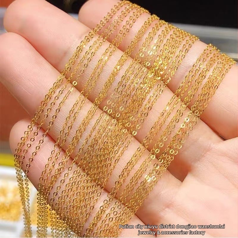 Colier din argint 925, design geometric, lanț O în formă flash, placare electroplatinată - Wanshunlai Jewelry