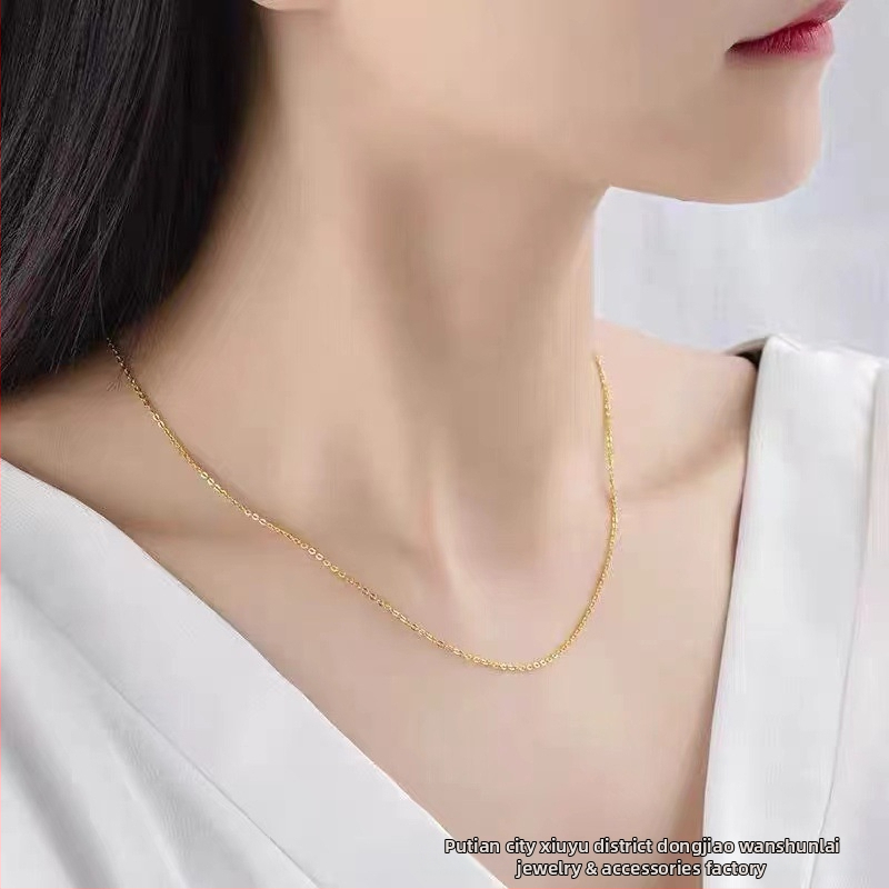 Colier din argint 925, design geometric, lanț O în formă flash, placare electroplatinată - Wanshunlai Jewelry