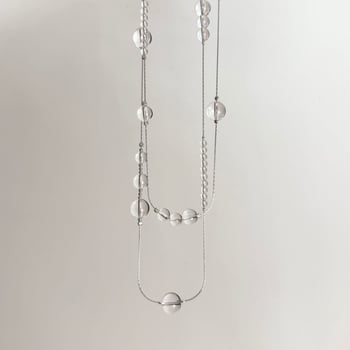 Colier din argint S925, pandant balon pe lanț de bambus, formă geometrică, placare electrolitică, stil elegant