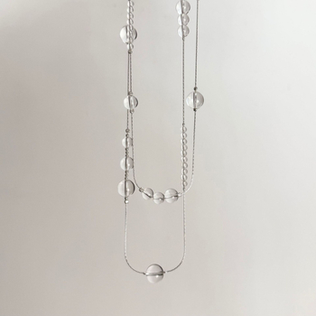 Colier din argint S925, pandant balon pe lanț de bambus, formă geometrică, placare electrolitică, stil elegant