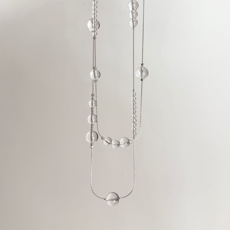 Colier din argint S925, pandant balon pe lanț de bambus, formă geometrică, placare electrolitică, stil elegant