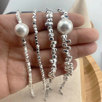 Narukvica od legure s elektroplatiranjem, ženski INS stil, slojeviti dizajn