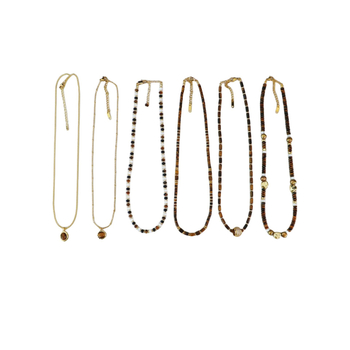 Colier cu Tiger Eye, mărgele din piatră, lucrat manual, lanț cu mărgele de piatră, pandantiv geometric din alamă