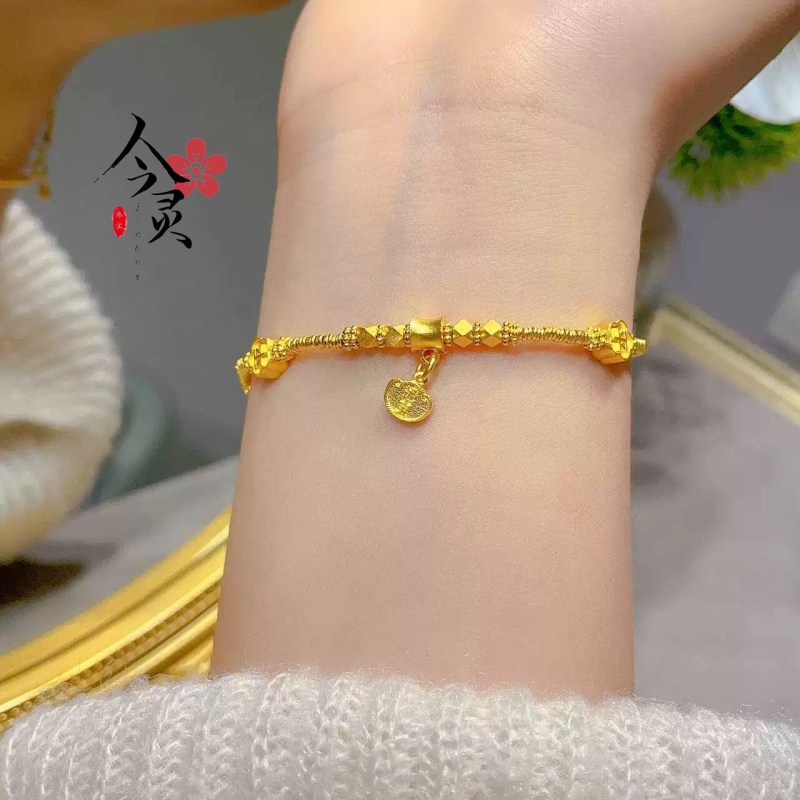 Ženski pozlaćeni bakreni narukvica s tekstnim dizajnom, Seiko završna obrada, ljetno izdanje 2024, Today's Spirit Jewelry