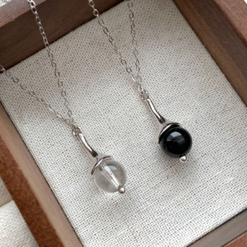Colier din argint S925 cu agată naturală în formă de bulb, stil coreean, lanț geometric pentru claviculă, accent cristal
