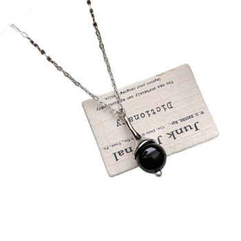 Colier din argint S925 cu agată naturală în formă de bulb, stil coreean, lanț geometric pentru claviculă, accent cristal