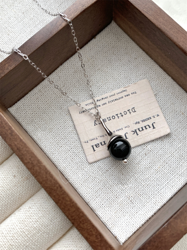 Colier din argint S925 cu agată naturală în formă de bulb, stil coreean, lanț geometric pentru claviculă, accent cristal