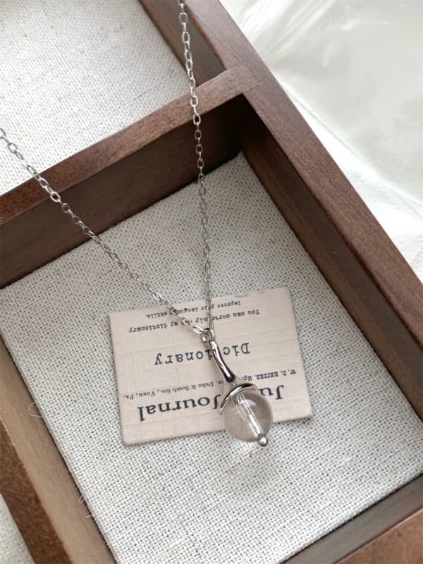 Colier din argint S925 cu agată naturală în formă de bulb, stil coreean, lanț geometric pentru claviculă, accent cristal