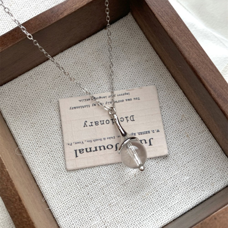 Colier din argint S925 cu agată naturală în formă de bulb, stil coreean, lanț geometric pentru claviculă, accent cristal