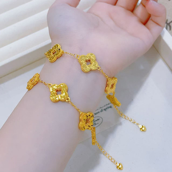 Narukvica s dizajnom ljuskica zmaja i šuplje četverolisne djeteline (Materijal: bakar s premazom; Brend: Jinling Jewelry; Stil: Ženski, Modni; Dizajn: Zmajeve ljuske, Šuplja četverolisna djetelina; Lansiranje: proljeće 2025)
