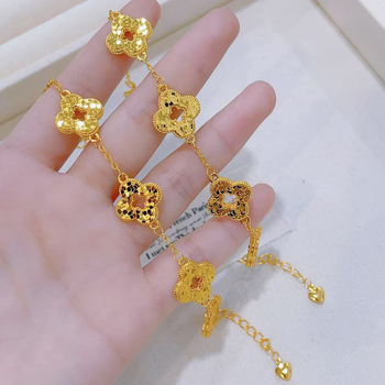 Narukvica s dizajnom ljuskica zmaja i šuplje četverolisne djeteline (Materijal: bakar s premazom; Brend: Jinling Jewelry; Stil: Ženski, Modni; Dizajn: Zmajeve ljuske, Šuplja četverolisna djetelina; Lansiranje: proljeće 2025)