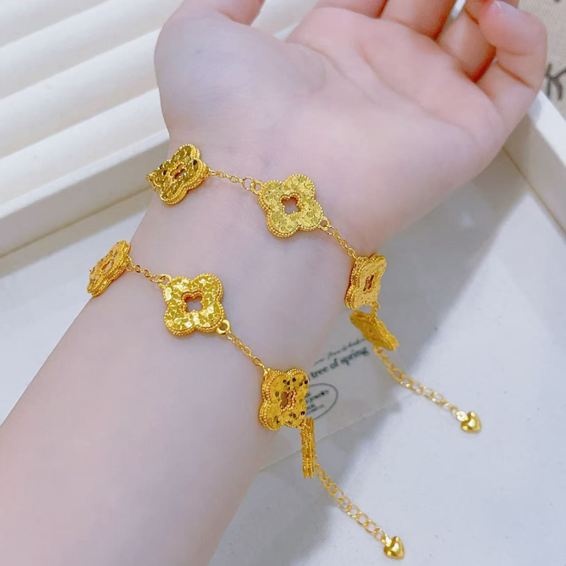Narukvica s dizajnom ljuskica zmaja i šuplje četverolisne djeteline (Materijal: bakar s premazom; Brend: Jinling Jewelry; Stil: Ženski, Modni; Dizajn: Zmajeve ljuske, Šuplja četverolisna djetelina; Lansiranje: proljeće 2025)