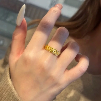 Új kínai stílusú érmés gyűrű, fém, uniszex, irodai divat