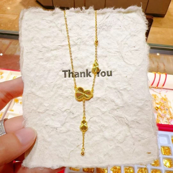 Colier cu pandantiv în formă de floare | Cupru placat cu aur | Lanț în formă de O | Jinling Jewelry | Origine Fujian