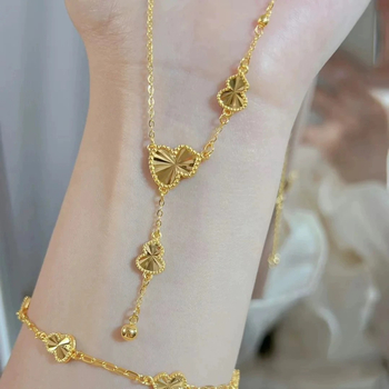 Colier cu pandantiv în formă de floare | Cupru placat cu aur | Lanț în formă de O | Jinling Jewelry | Origine Fujian