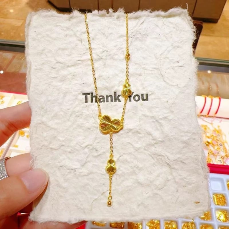 Colier cu pandantiv în formă de floare | Cupru placat cu aur | Lanț în formă de O | Jinling Jewelry | Origine Fujian