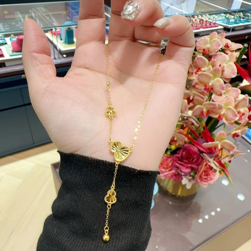 Colier cu pandantiv în formă de floare | Cupru placat cu aur | Lanț în formă de O | Jinling Jewelry | Origine Fujian