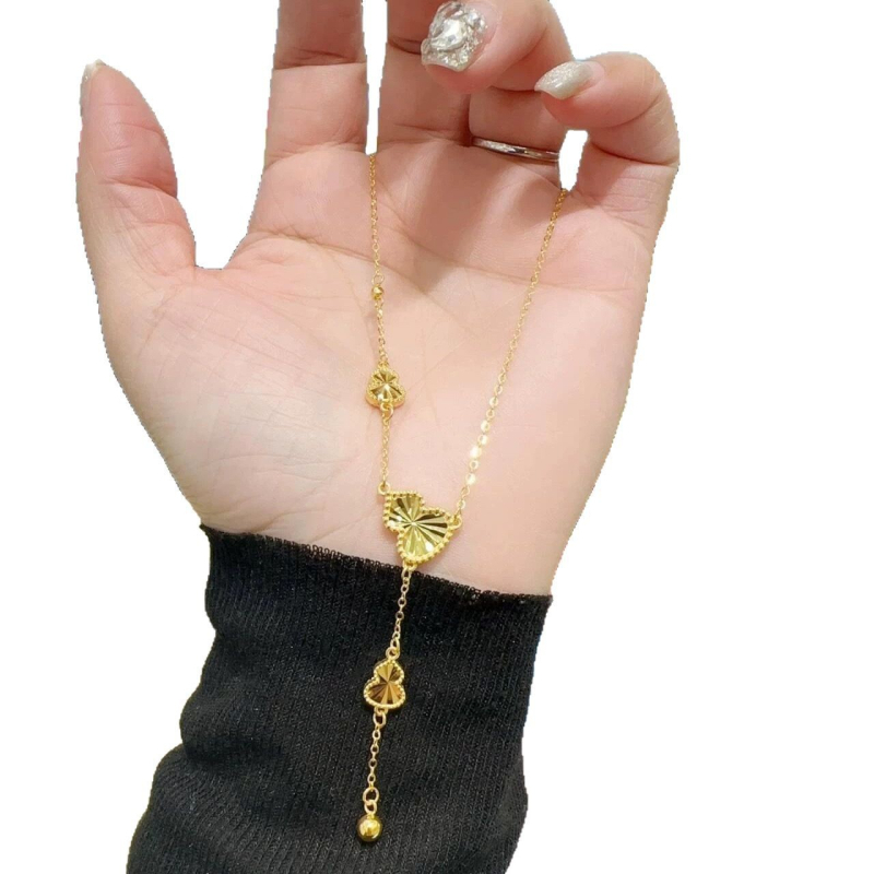 Colier cu pandantiv în formă de floare | Cupru placat cu aur | Lanț în formă de O | Jinling Jewelry | Origine Fujian