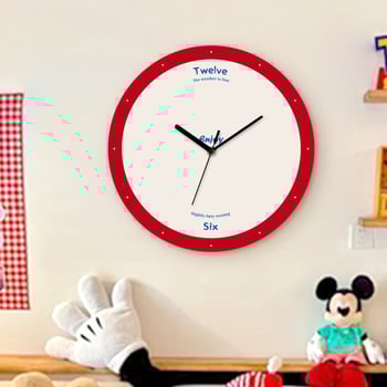 Ρολόι τοίχου σε στυλ καρτούν, με κίνηση δευτερολέπτων τύπου sweep, με δείκτη προβολής, μπαταρία, καντράν από ακρυλικό