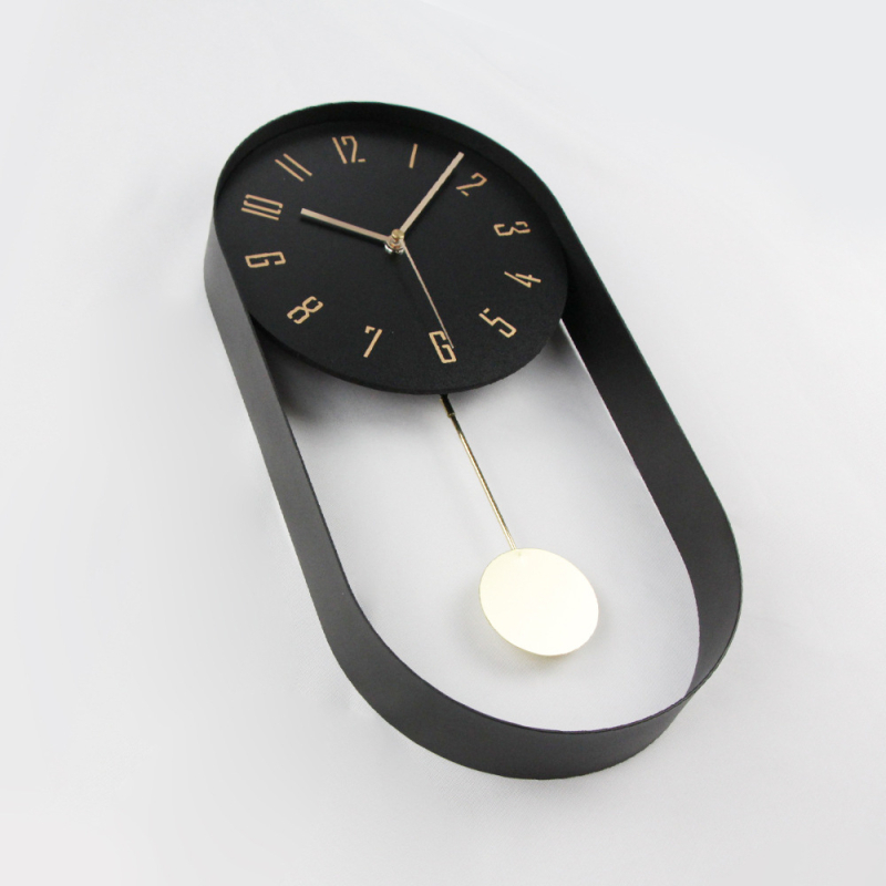 Ρολόι τοίχου – Οβάλ μεταλλικό πλαίσιο, μηχανισμός quartz, τροφοδοτούμενο με μπαταρία, καντράν MDF