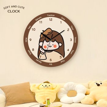 Ρολόι τοίχου – στυλ Soft Moe εικονογράφησης, αναλογική εμφάνιση, αθόρυβος μηχανισμός κίνησης, καντράν από ακρυλικό, τροφοδοσία με μπαταρίες, διακόσμηση για σαλόνι/υπνοδωμάτιο