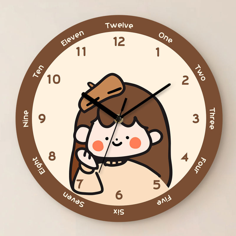 Ρολόι τοίχου – στυλ Soft Moe εικονογράφησης, αναλογική εμφάνιση, αθόρυβος μηχανισμός κίνησης, καντράν από ακρυλικό, τροφοδοσία με μπαταρίες, διακόσμηση για σαλόνι/υπνοδωμάτιο