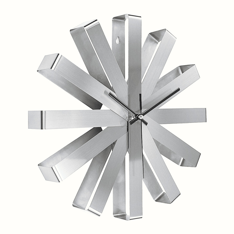 Ρολόι τοίχου | Κέλυφος και καντράν από ανοξείδωτο χάλυβα, Μηχανισμός Quartz (Sun κίνηση 12888), Τροφοδοσία με μπαταρία, Στρογγυλό, Μονής όψης