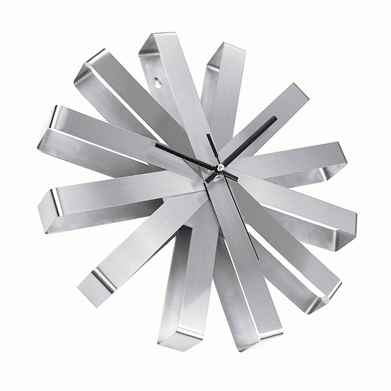 Ρολόι τοίχου | Κέλυφος και καντράν από ανοξείδωτο χάλυβα, Μηχανισμός Quartz (Sun κίνηση 12888), Τροφοδοσία με μπαταρία, Στρογγυλό, Μονής όψης