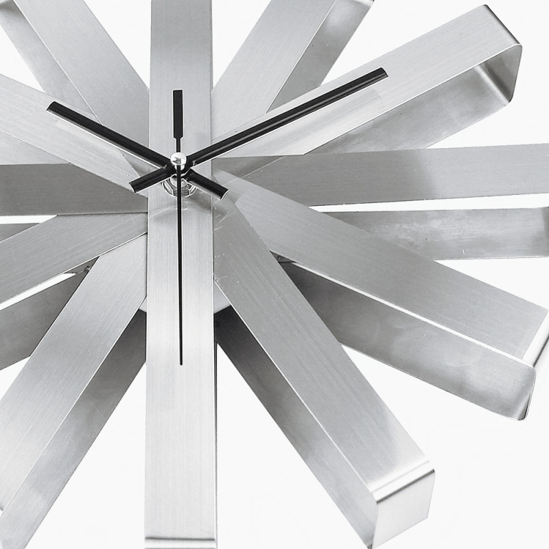 Ρολόι τοίχου | Κέλυφος και καντράν από ανοξείδωτο χάλυβα, Μηχανισμός Quartz (Sun κίνηση 12888), Τροφοδοσία με μπαταρία, Στρογγυλό, Μονής όψης