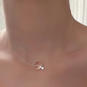 Ogrlica s privjeskom od srebra 925, ametist i bijeli kristal, geometrijski oblik, ručna izrada, obična lančana ogrlica