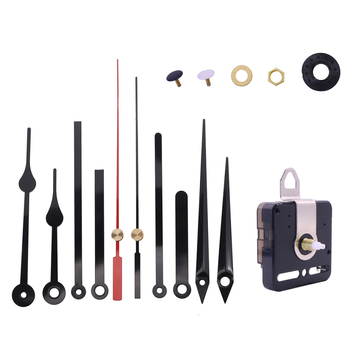 Set kazaljki za satove s metalnim kazaljkama za sat, minut i sekundu te željezni kuka A — kvarcni mehanizam, plastično kućište, moderni minimalistički stil, pakiranje 500 kom.