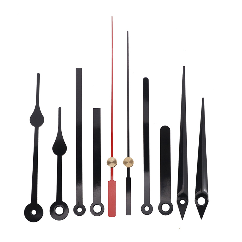 Set kazaljki za satove s metalnim kazaljkama za sat, minut i sekundu te željezni kuka A — kvarcni mehanizam, plastično kućište, moderni minimalistički stil, pakiranje 500 kom.