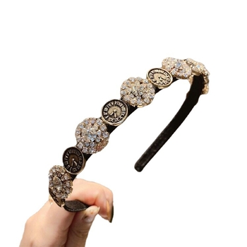 Triya bandă de păr cu cristale în stil ceas — stil Baroc Palat, lucrată manual, retro artistic pentru femei